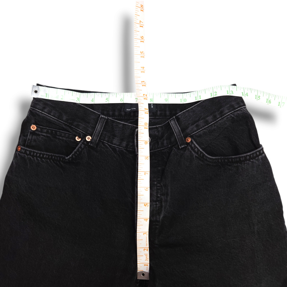 EUC ASOS 100% Cotton Button Fly Straight Leg Denim Jeans Sz. 28x29‎ Black - Picture 7 of 8